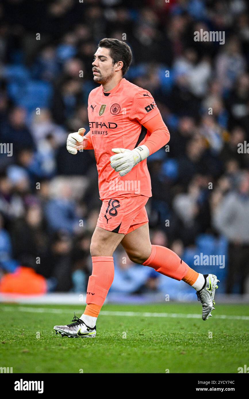 Stade Etihad, Manchester, Royaume-Uni. 23 octobre 2024. UEFA Champions League Football, Manchester City contre Sparta Prague ; Stefan Ortega de Manchester City crédit : action plus Sports/Alamy Live News Banque D'Images