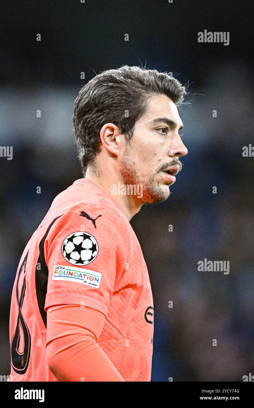 Stade Etihad, Manchester, Royaume-Uni. 23 octobre 2024. UEFA Champions League Football, Manchester City contre Sparta Prague ; Stefan Ortega de Manchester City crédit : action plus Sports/Alamy Live News Banque D'Images