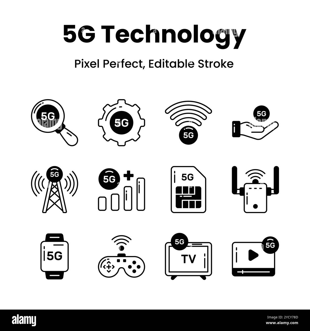 Transformez vos projets avec nos icônes de réseau 5G Ajoutez une touche de sophistication et transmettez la promesse d'une connectivité ultra-rapide pour vous captiver Illustration de Vecteur