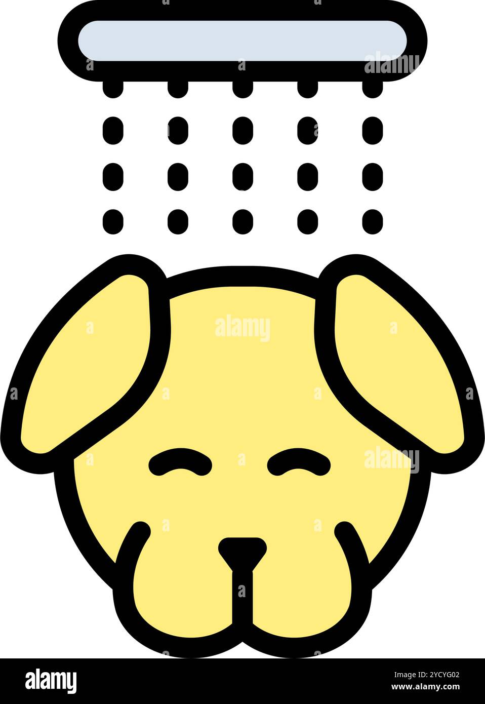 Icône de chien de lavage, baignade et soins pour animaux de compagnie, baignoire pour animaux. Icône de couleur des instructions de soin de chien isolé sur fond blanc Illustration de Vecteur