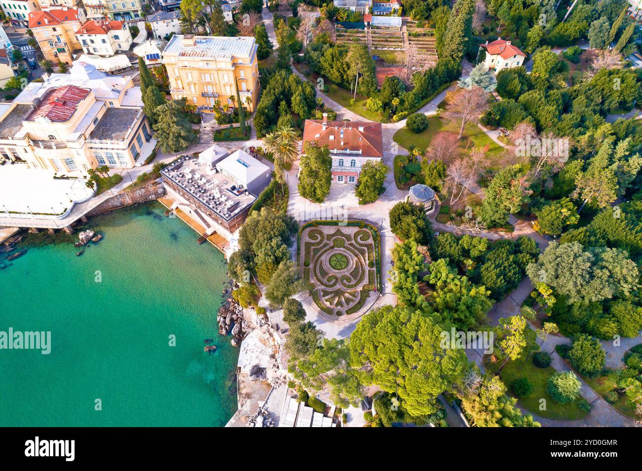Parc Angiolina à Opatija vue aérienne Banque D'Images