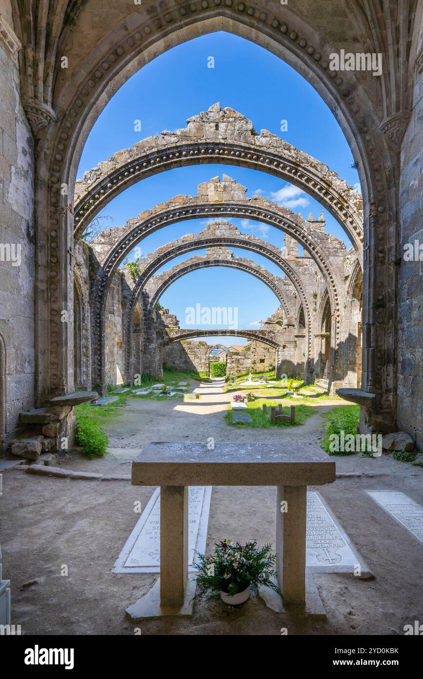 Les ruines de Santa Mariña de Dozo, Cambados, Pontevedra, Galice, Espagne Banque D'Images