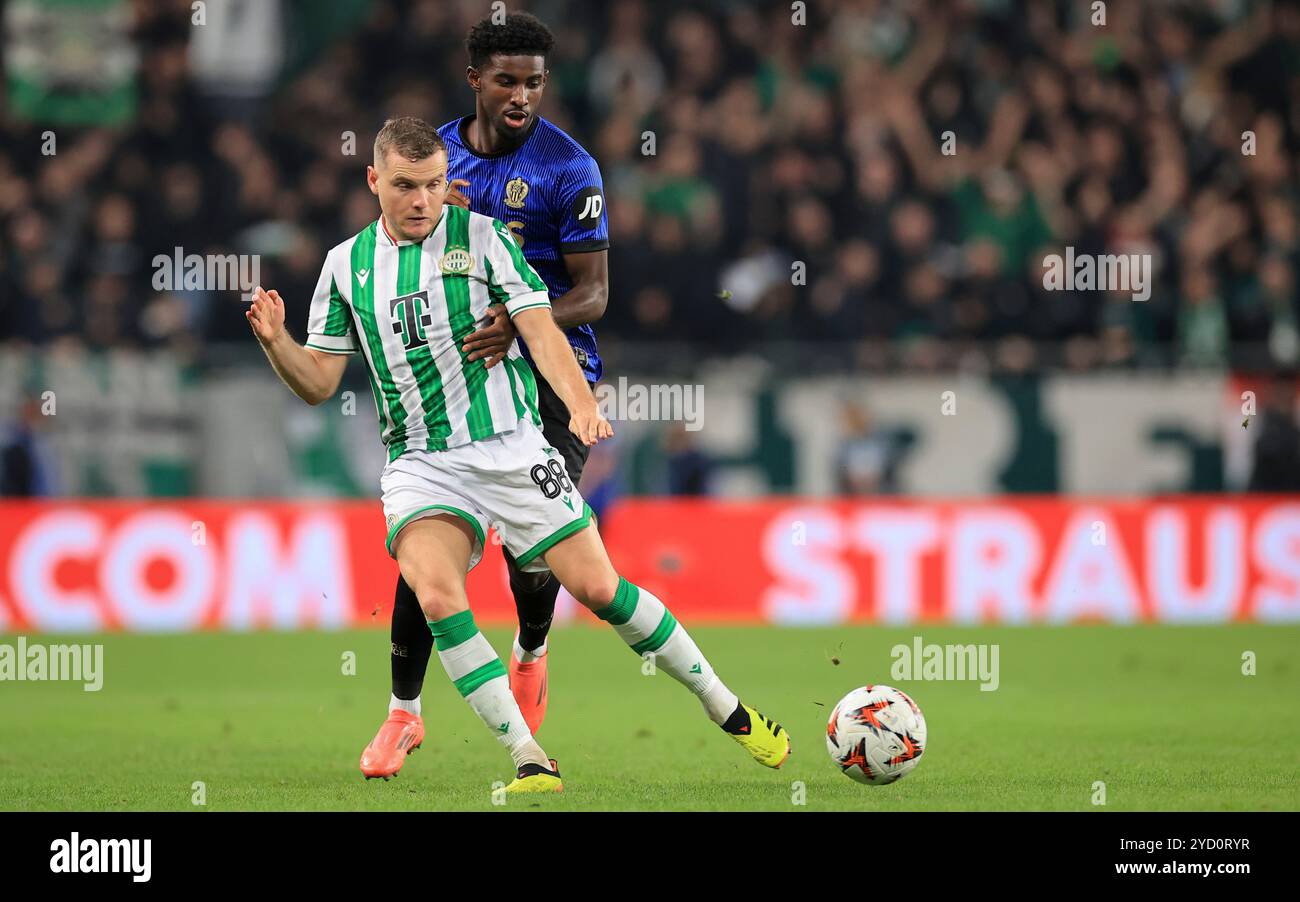 HONGRIE, BUDAPEST, Ferencvaros TC / OGC Nice - UEFA Europa League 2024/2025 24 octobre 2024 à Budapest, Hongrie : match de l'UEFA Europa League entre Ferencvaros et Nice au Groupama Arena on. Banque D'Images