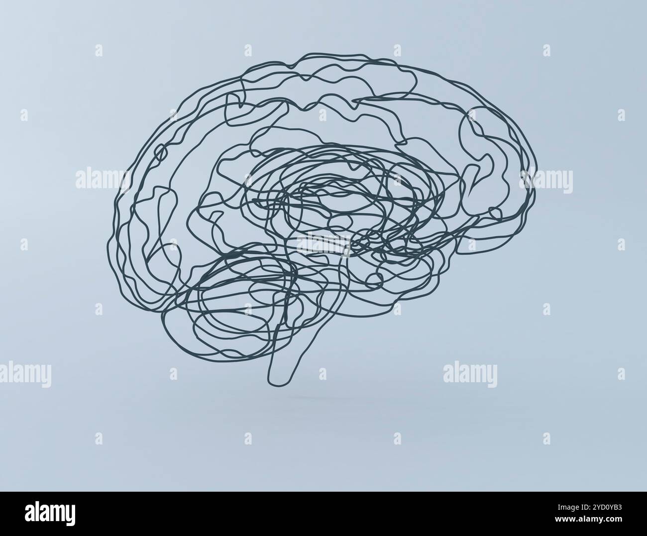 Modèle de lignes filaires cérébrales. Isolé sur fond blanc Banque D'Images