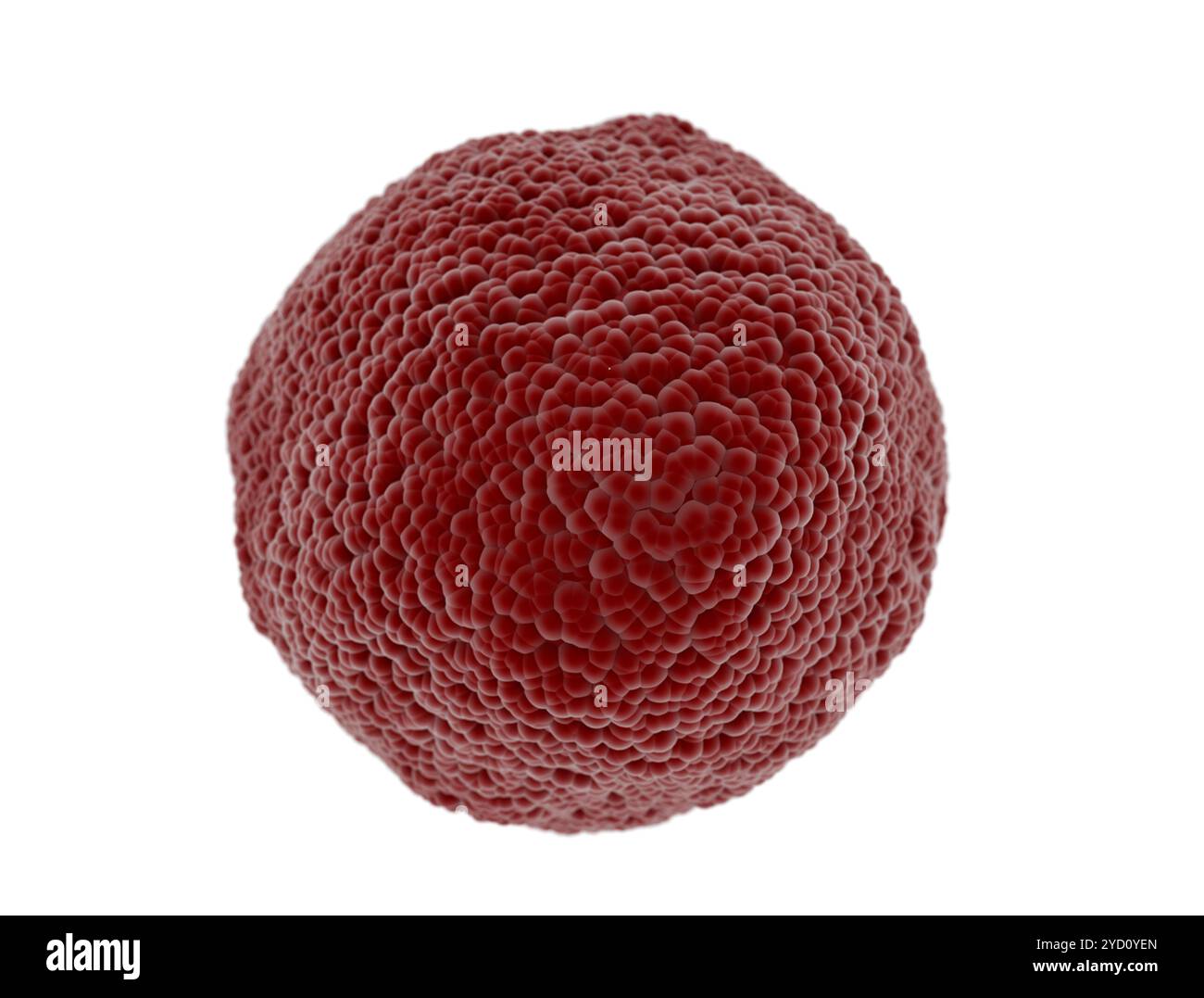 Cellule cancéreuse isolée sur fond blanc, rendu 3D. Banque D'Images