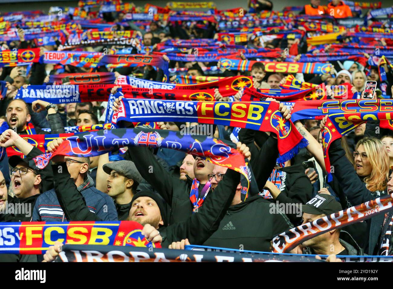 Glasgow, Royaume-Uni. 24 octobre 2024. Le Rangers FC a joué contre la FCSB au stade Ibrox lors de la phase de l'UEFA Europeaan League. Le score final était Rangers 4 - 0 FCSB. Les buts ont été marqués par T. Lawrence 10 mins, V. Cerny 31 mins et 55 mins, M Igamane 71 mins. Crédit : Findlay/Alamy Live News Banque D'Images