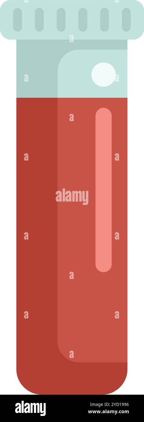 Tube à essai médical contenant un échantillon de sang, prêt pour l'analyse en laboratoire Illustration de Vecteur