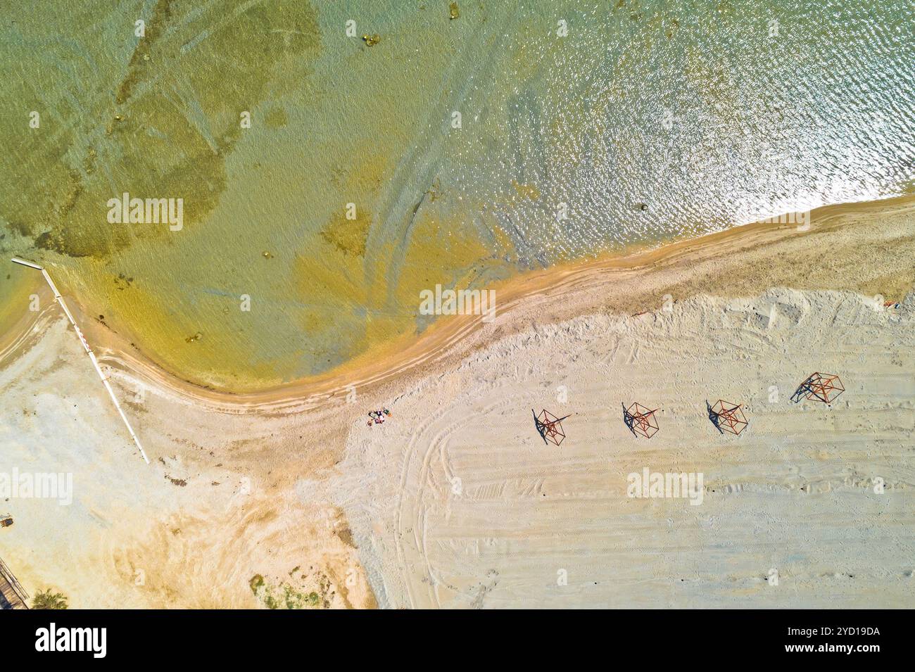 Plage de sable, vue aérienne drone Nin en Dalmatie Région de la Croatie Banque D'Images