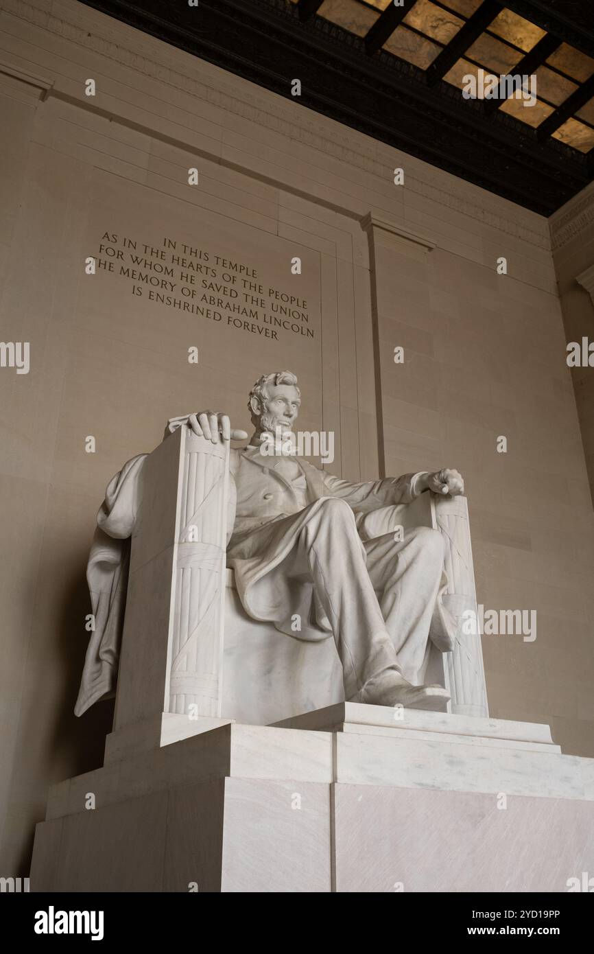 Abraham Lincoln Memorial Statue Washington D.C. monument historique Parc national emblématique Banque D'Images