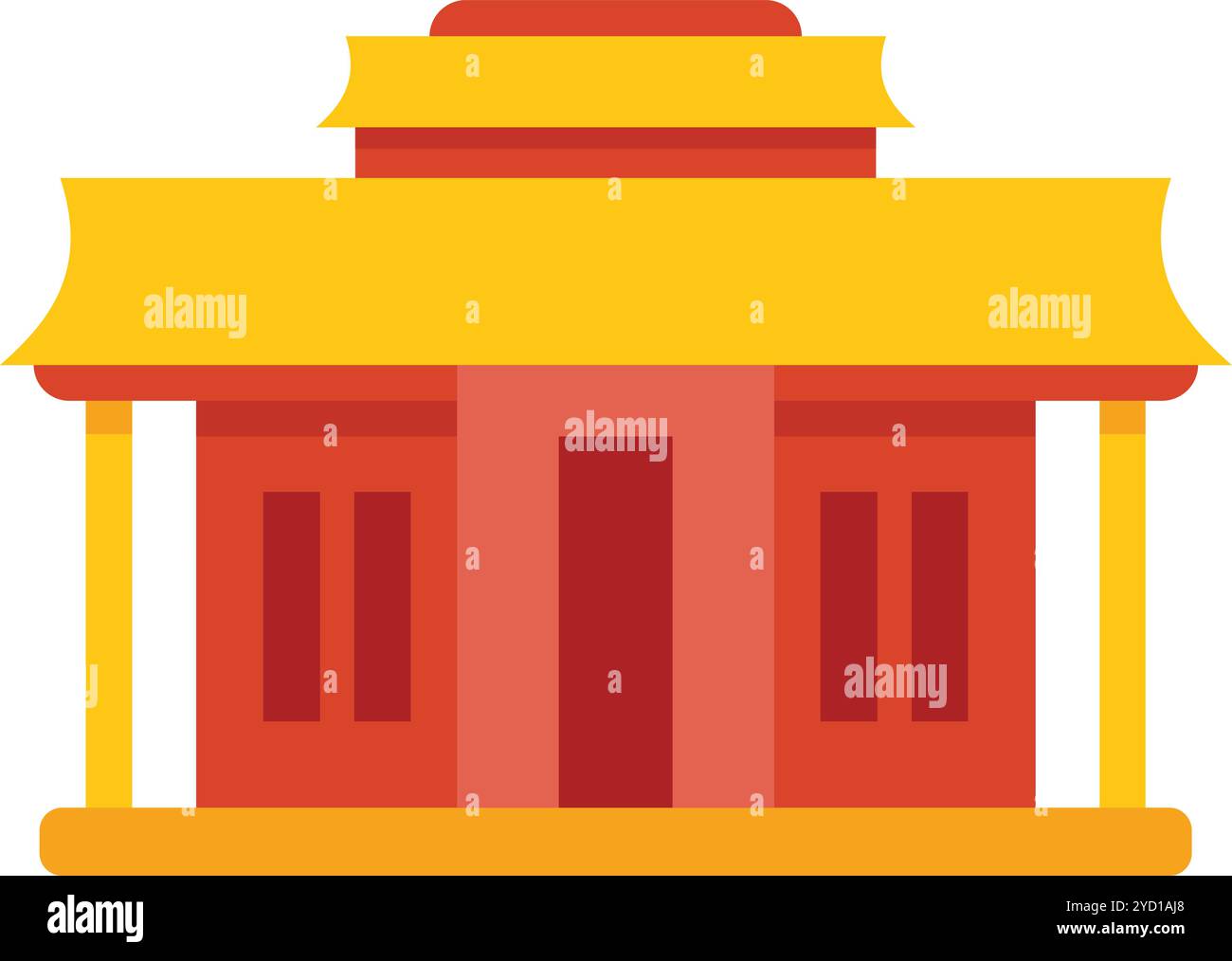 Bâtiment chinois traditionnel avec toit doré et murs rouges représentant l'architecture chinoise Illustration de Vecteur