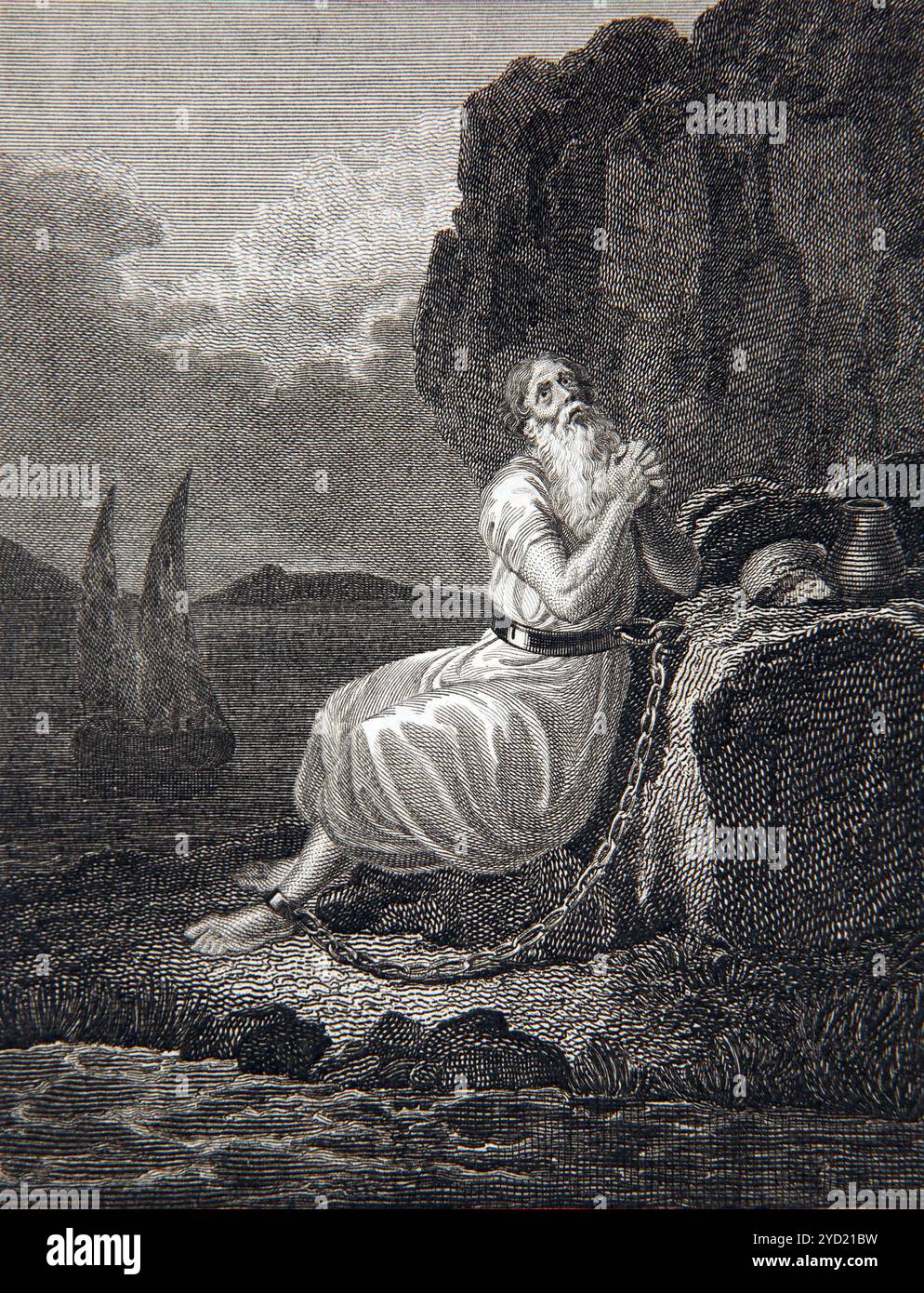 Illustration de la mort persistante du pape Martin I - le pape Martin a été arrêté et emmené à Constantinople où il a été emprisonné et torturé befor Banque D'Images