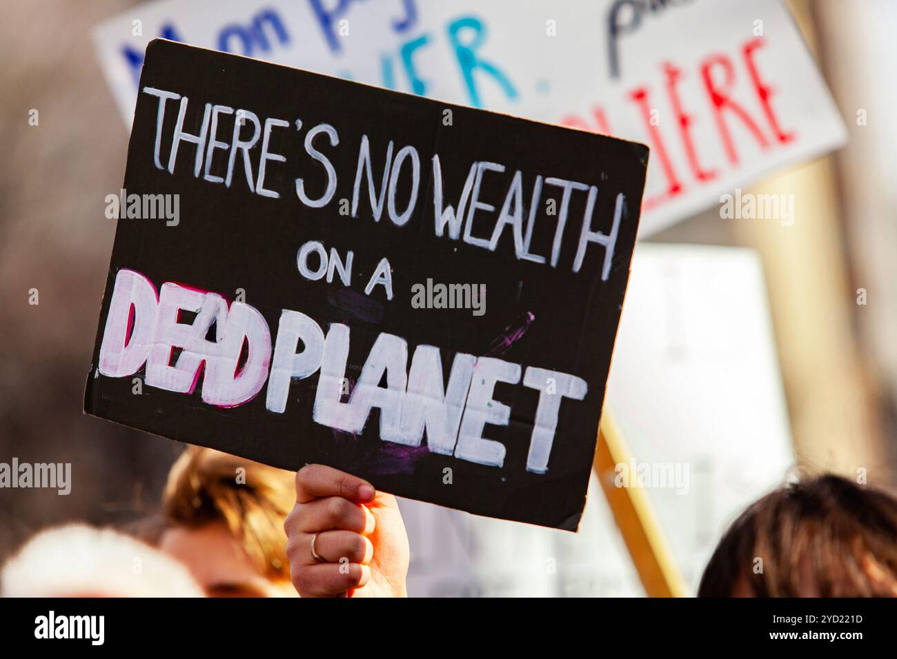 Message environnemental lors de la manifestation de la ville Banque D'Images