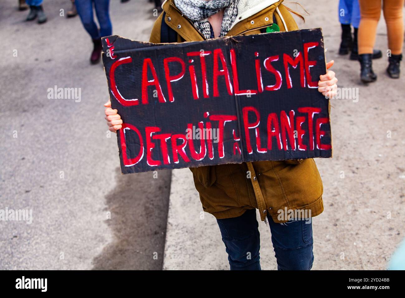 Affiche française à la manifestation environnementale Banque D'Images