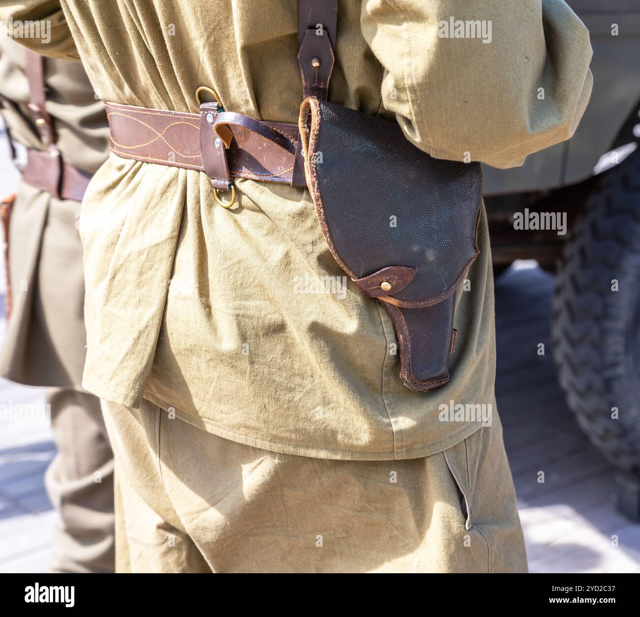 Étui en cuir vintage sur la ceinture Banque D'Images