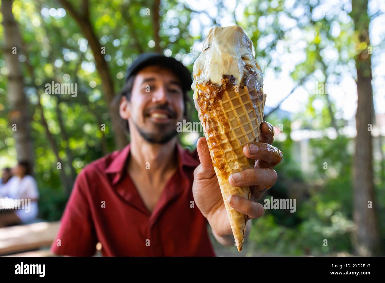 Crème glacée lors d'un pique-nique en plein air Banque D'Images