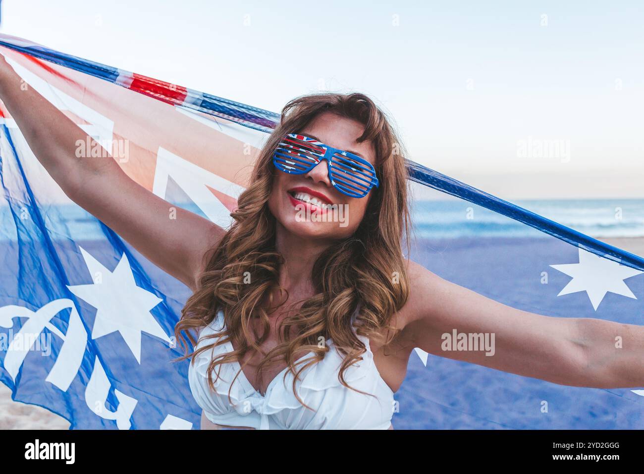 Patriotique australienne femme ethnique Banque D'Images