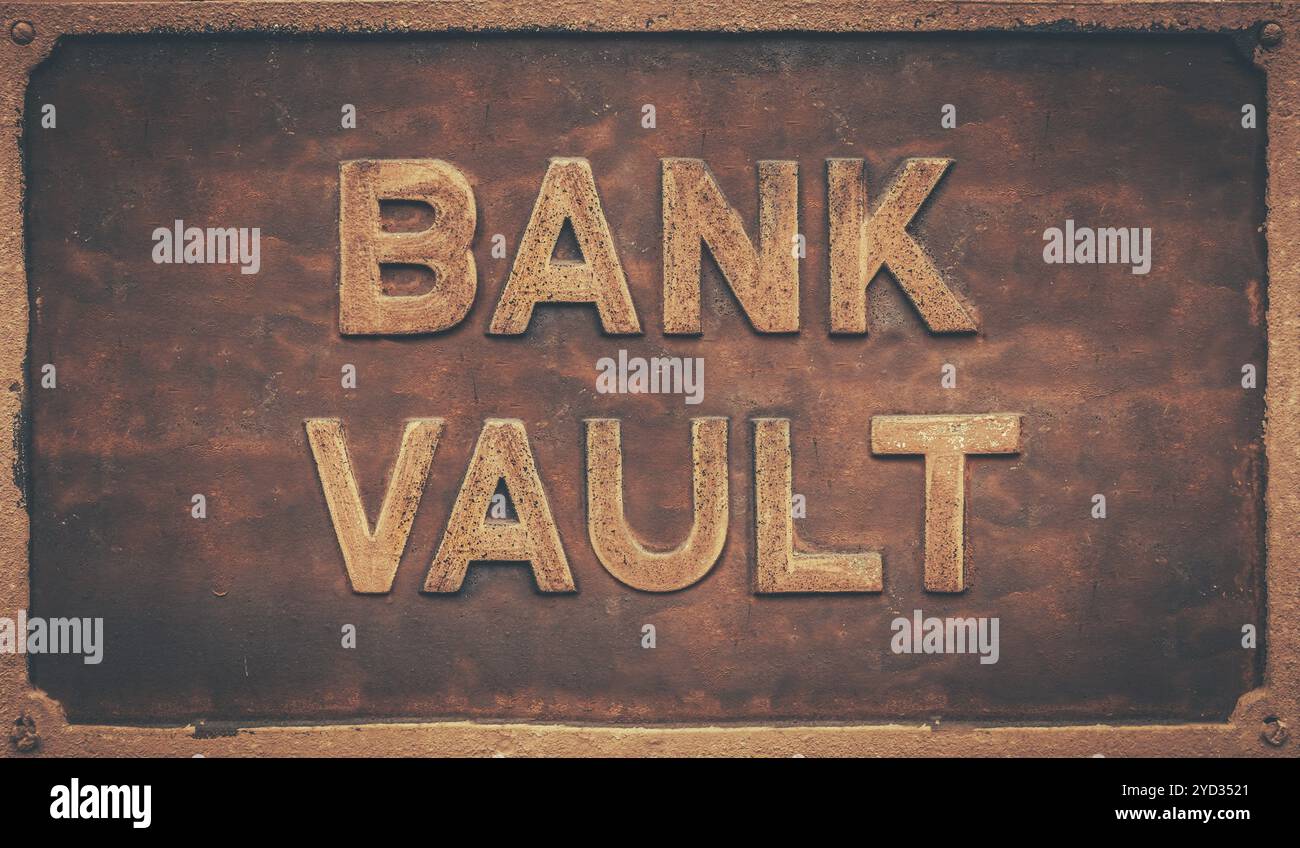 Grungy ancienne rétro signe pour une chambre forte Banque D'Images