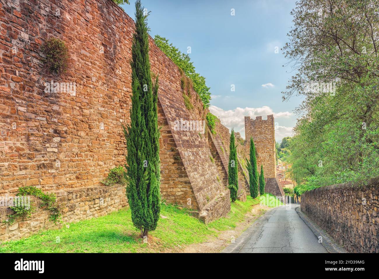 Mur de la forteresse de Fort Belvedere- Forte Belvedere est la deuxième plus grande forteresse et d'être construit à Florence.Il a été conçu et construit par Bernardo Buon Banque D'Images