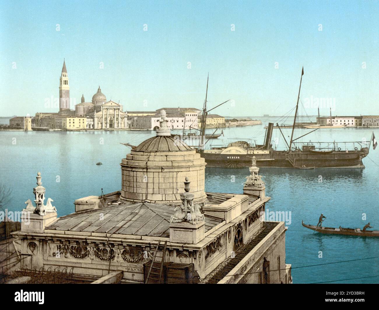 Port, Venise, Italie, historique, reproduction restaurée numériquement à partir d'un original du 19ème siècle, date d'enregistrement non indiquée Banque D'Images