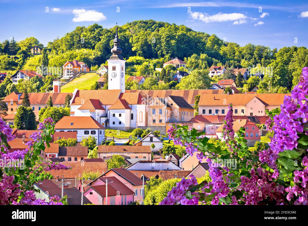 Ville de Varazdinske Toplice dans la colline verte vue sur le paysage Banque D'Images