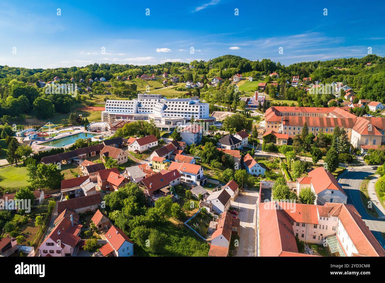 Vue aérienne sur la riviera thermale de Varazdinske Toplice Banque D'Images