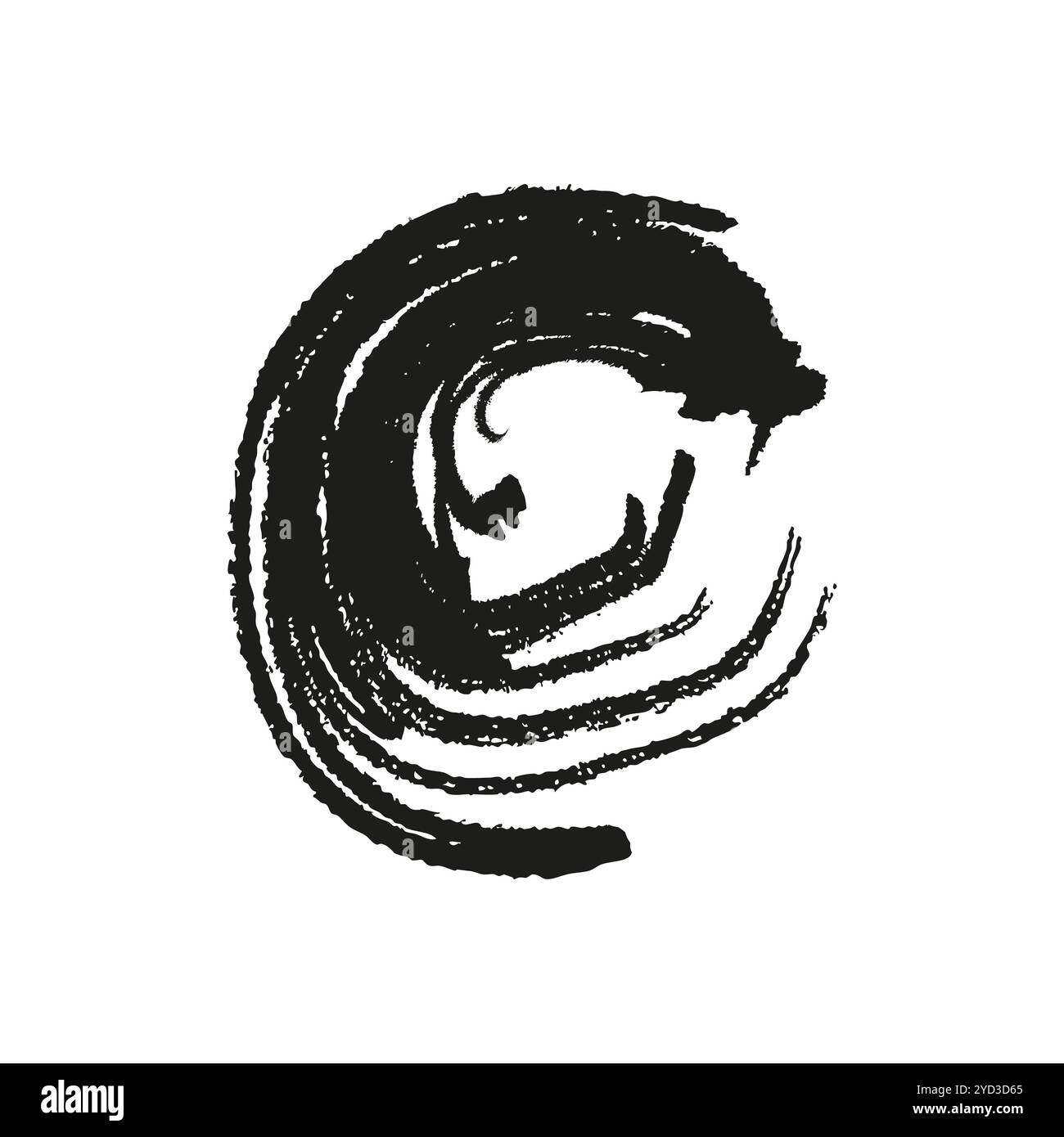 Contour circulaire abstrait. Spirale dessinée à la main. Motif encre noire. Effet de pinceau dynamique. Illustration de Vecteur