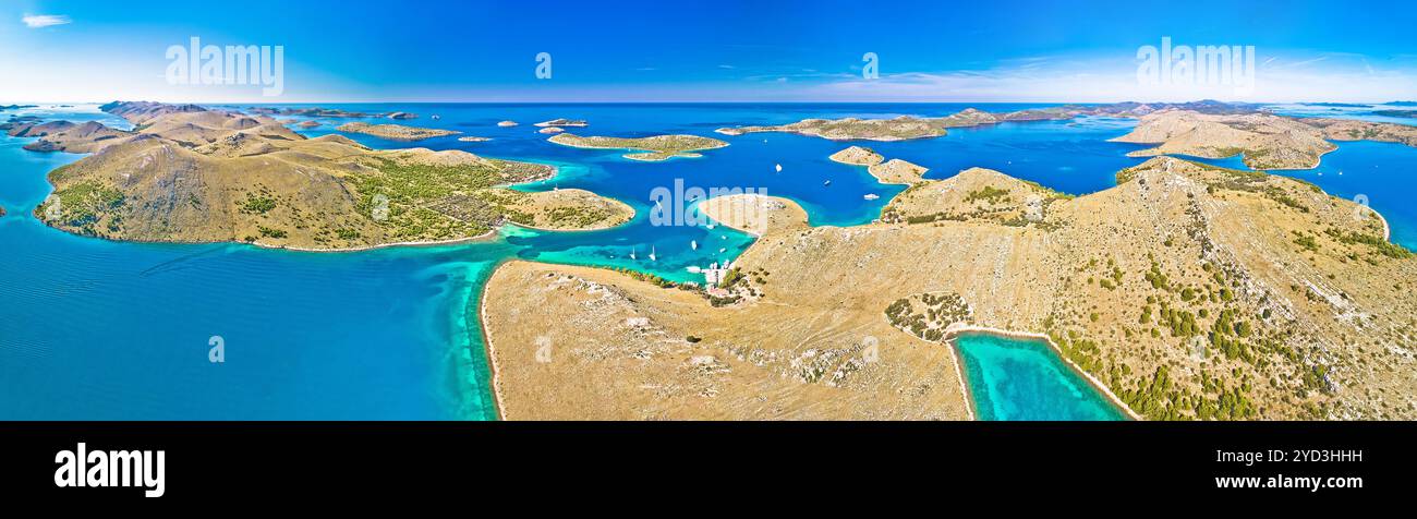 Kornati. Incroyable archipel de l'île paysage du parc national Kornati vue panoramique aérienne Banque D'Images