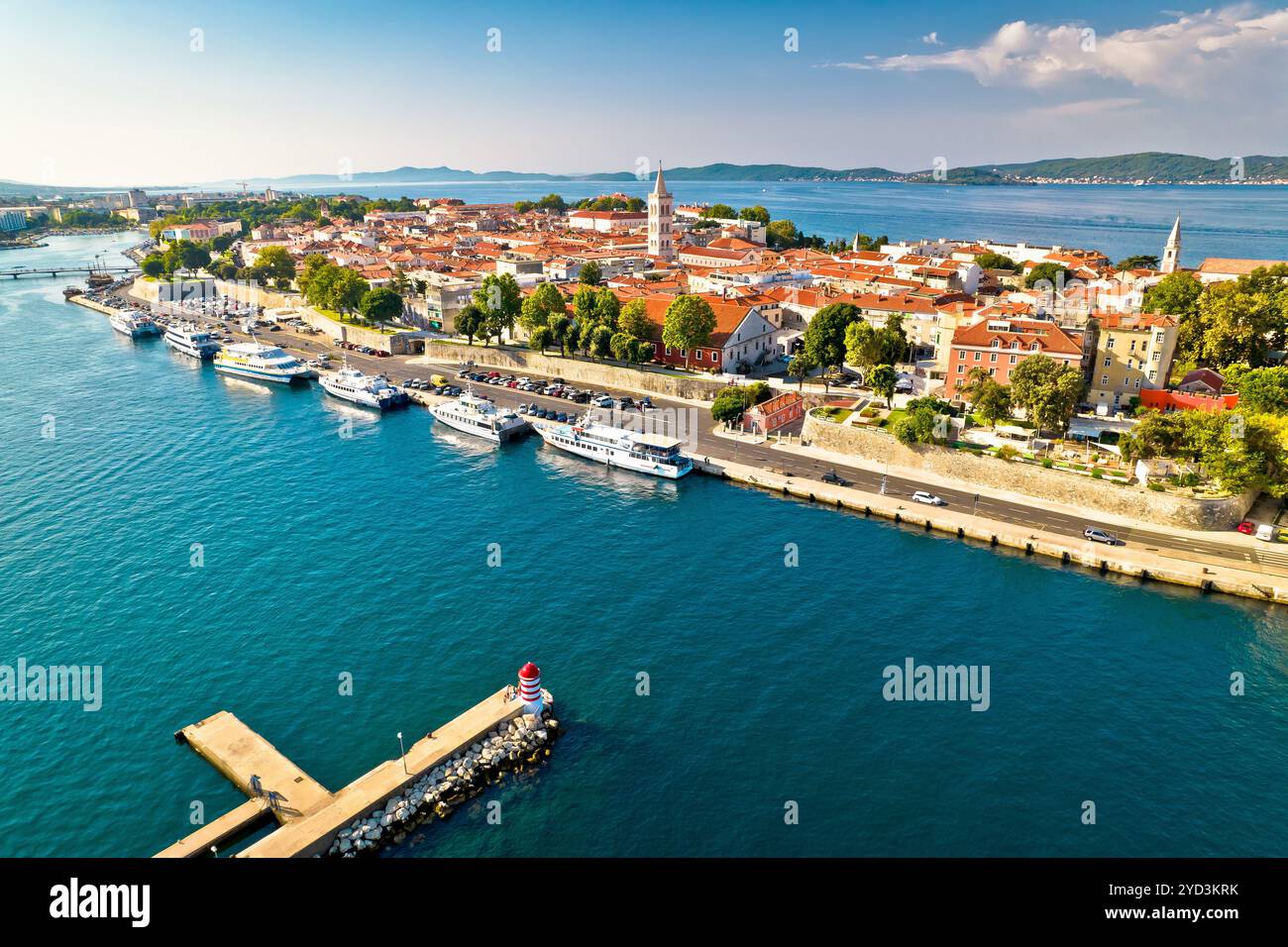Ville de Zadar port et vue aérienne de la péninsule historique Banque D'Images