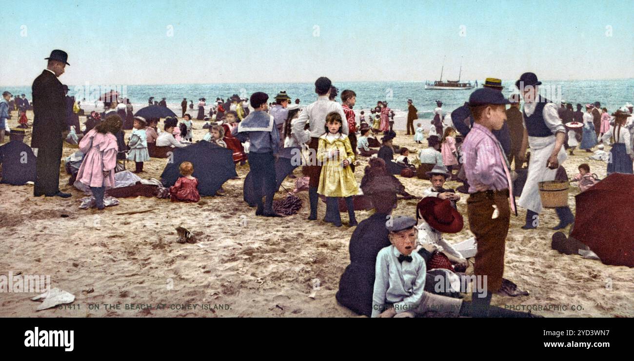AM Strand von Coney Island, New York, Vereinigte Staaten von Amerika, USA , digital restaurierte Reproduktion von einem original aus dem 19. Jahrhundert, Aufnahmedatum nicht angegeben, sur la plage de Coney Island, reproduction restaurée numériquement à partir d'un original du XIXe siècle, date d'enregistrement non indiquée Banque D'Images AM Strand von Coney Island, New York, Vereinigte Staaten von Amerika, USA , digital restaurierte Reproduktion von einem original aus dem 19. Jahrhundert, Aufnahmedatum nicht angegeben, sur la plage de Coney Island, reproduction restaurée numériquement à partir d'un original du XIXe siècle, date d'enregistrement non indiquée Banque D'Images