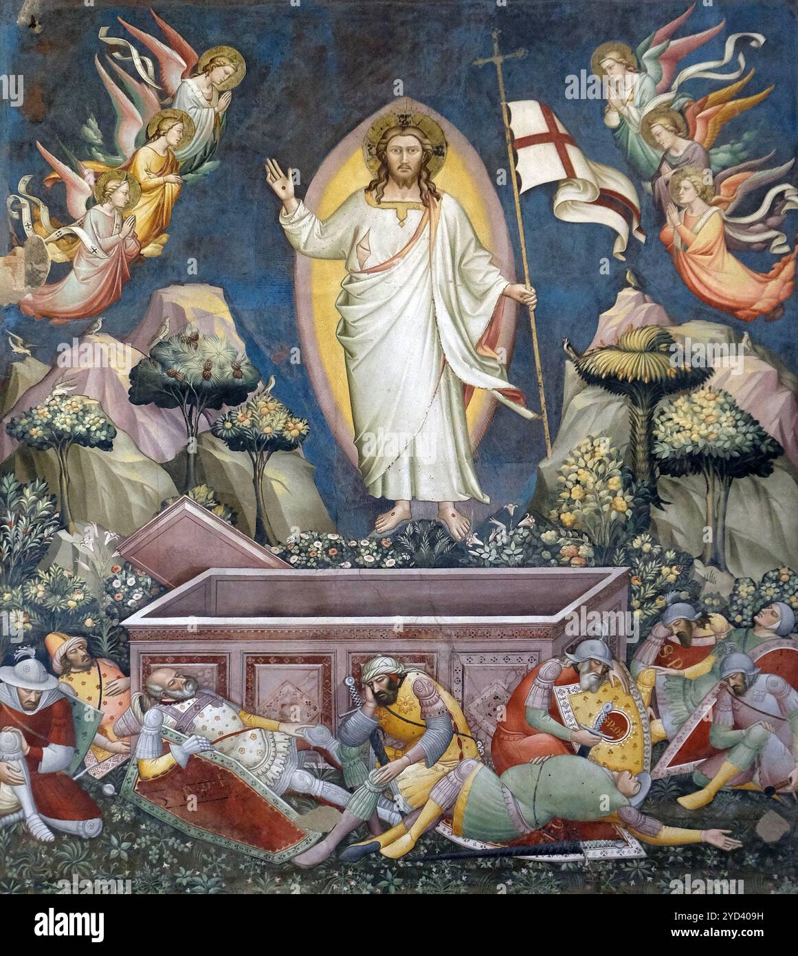 Résurrection, fresque de Niccolo di Pietro Gerini, sacristie dans Basilica di Santa Croce (Basilique de la Sainte Croix) - célèbre Fran Banque D'Images