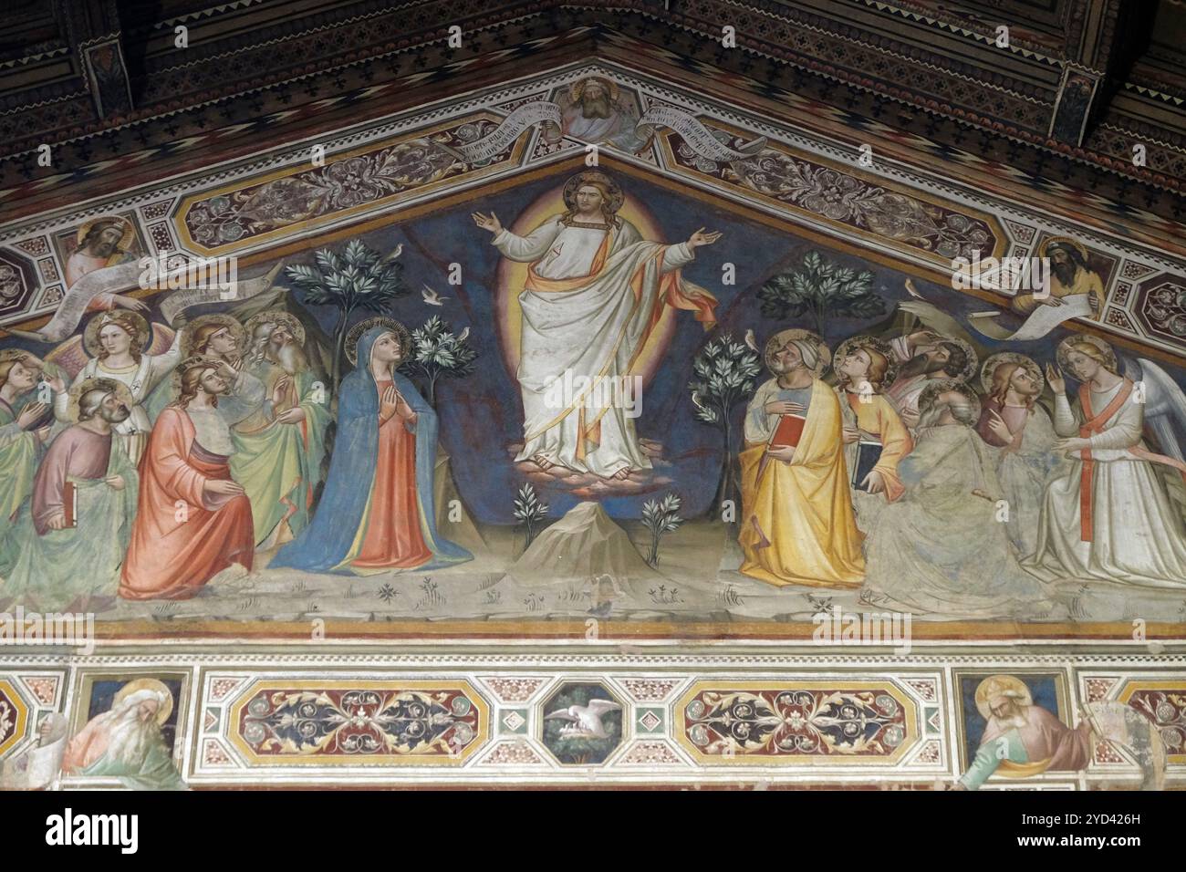 Ascension, fresque de Niccolo di Pietro Gerini, sacristie de la Basilique Santa Croce (Basilique de la Sainte Croix) - La célèbre église franciscaine à Florence Banque D'Images