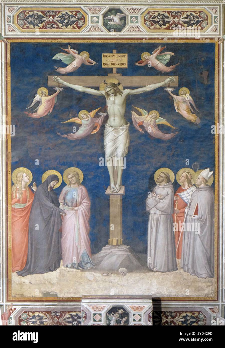 Crucifixion, fresque de Taddeo Gaddi, sacristie en Basilica di Santa Croce (Basilique de la Sainte Croix) - célèbre église franciscaine Banque D'Images