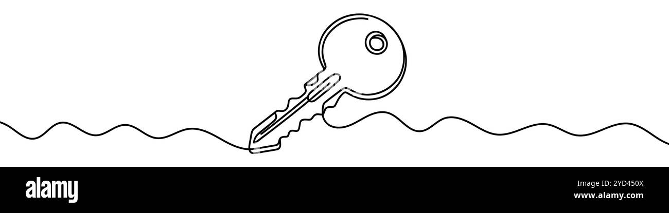 Le dessin au trait continu d'une clé suggère des concepts de sécurité et d'accès Illustration de Vecteur