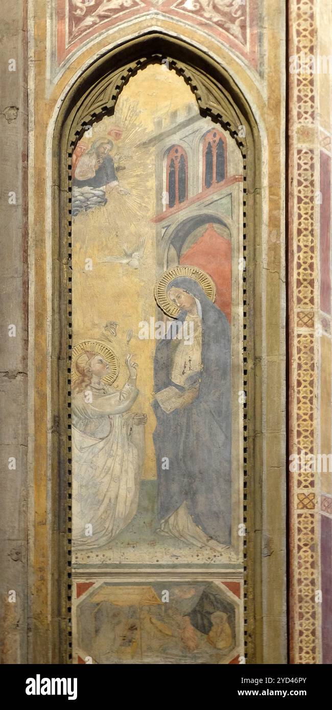 Annonciation à la Vierge Marie, fresque de l'église Orsanmichele à Florence, Toscane, Italie Banque D'Images