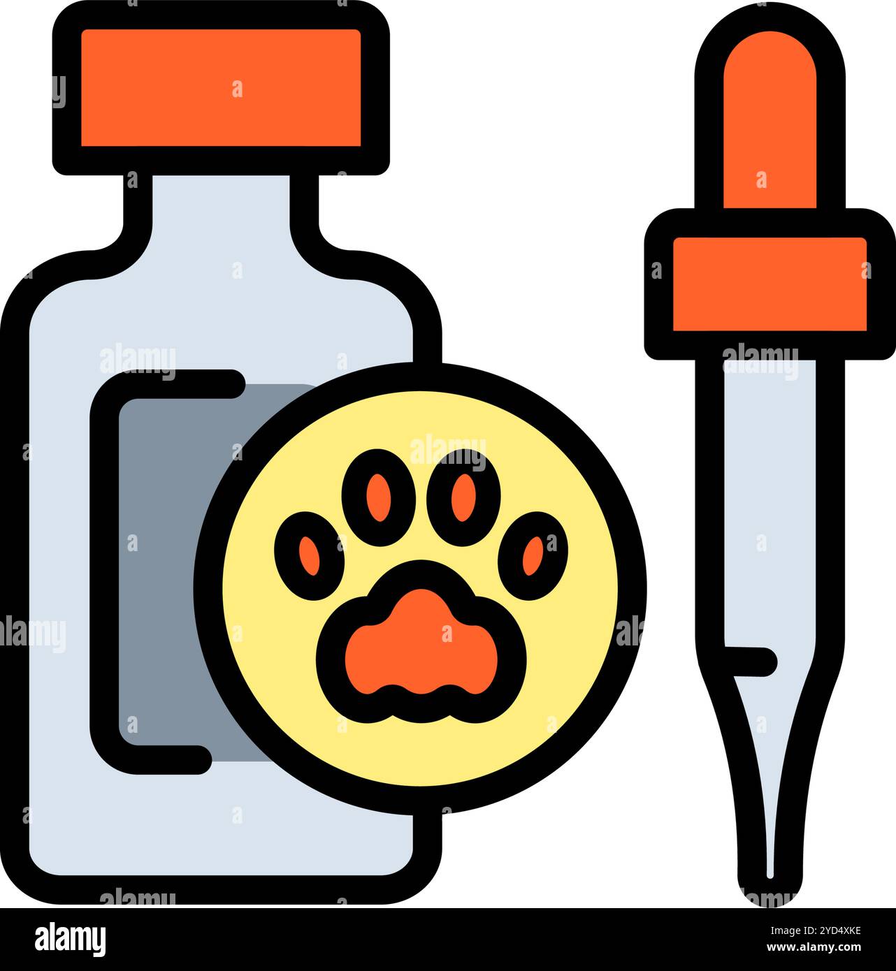 Icône gouttes pour les yeux et les oreilles d'animal familier. Couleur vectorielle signe simple de médicament pipette vétérinaire essentiel pour la santé et le bien-être des animaux de compagnie. Icône de toilettage isol Illustration de Vecteur