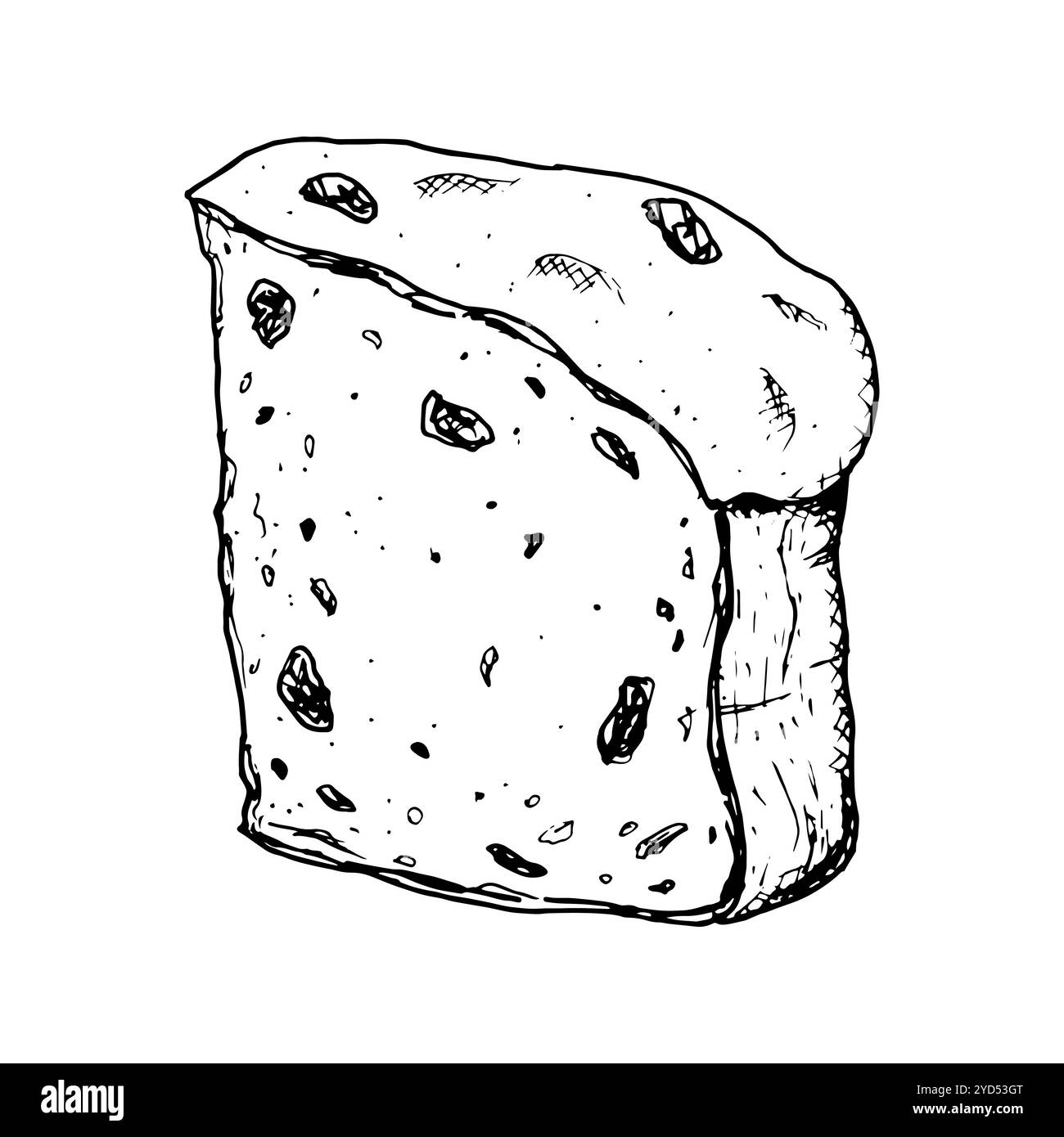 Illustration vectorielle à l'encre dessinée à la main de la pâtisserie italienne traditionnelle de Noël Panettone. Clip art de style sketchy de tarte festive aux raisins secs adapté pour Nouveau Illustration de Vecteur