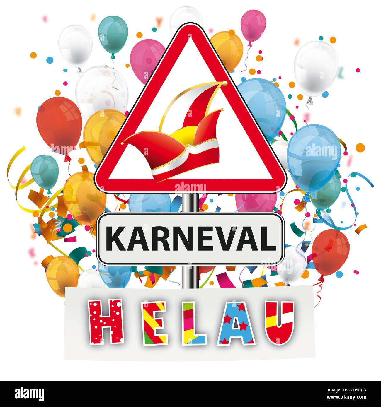 Texte allemand Karneval Helau, traduire Carnival Greeting. Fichier vectoriel EPS 10. Banque D'Images