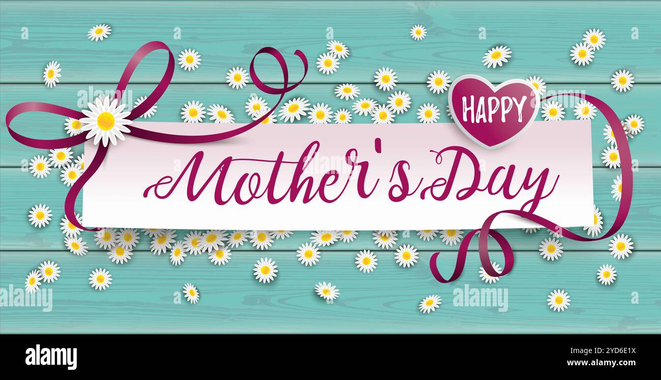 Bannière en papier avec le texte Happy Mothers Day. Fichier vectoriel EPS 10. Banque D'Images