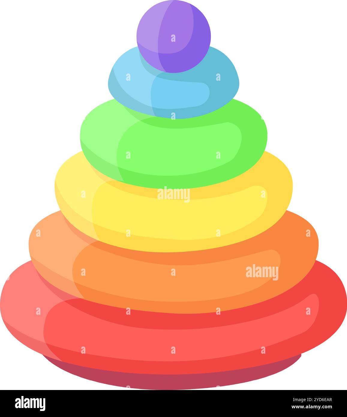 Jouet d'anneaux empilables avec des couleurs vives arc-en-ciel, conçu pour stimuler l'exploration sensorielle et améliorer la motricité fine chez les jeunes enfants, en favorisant Illustration de Vecteur