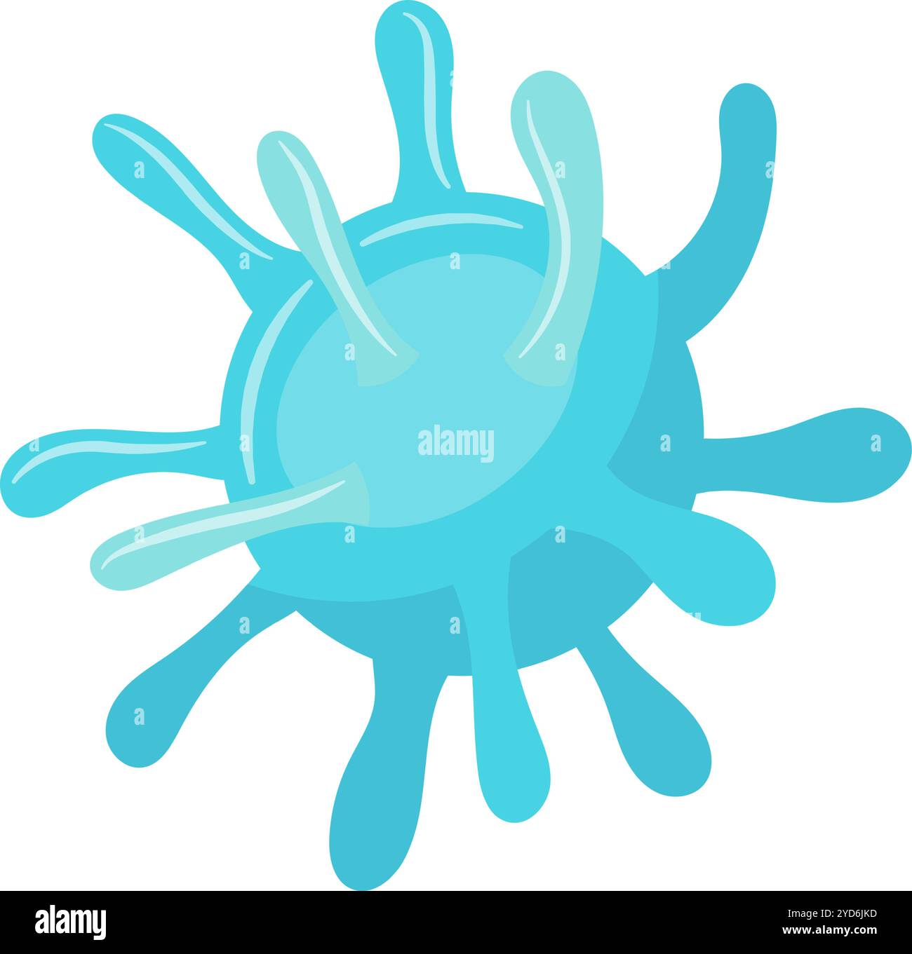 Vue microscopique d'un virus ou d'une bactérie propageant des tentacules, représentant potentiellement une infection, une maladie ou un processus biologique Illustration de Vecteur