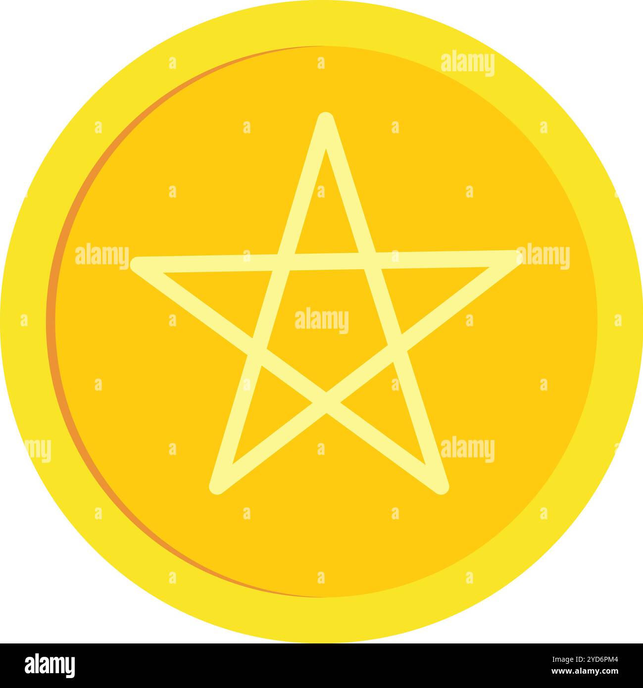 Pièce d'or avec illustration de signe de pentacle Banque D'Images