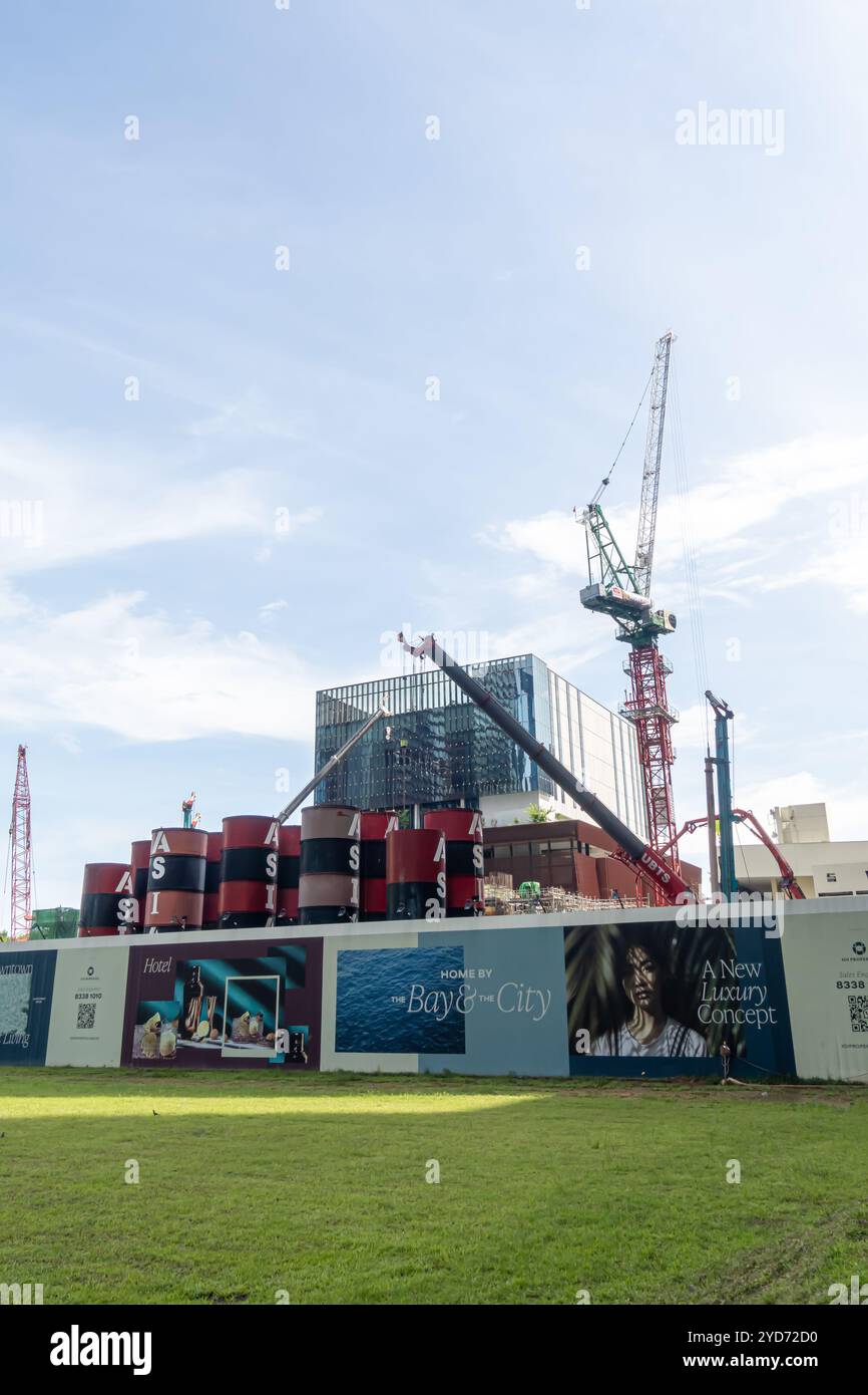 Travaux de construction du centre-ville de Singapour, Marina Bay / Waterfront Banque D'Images