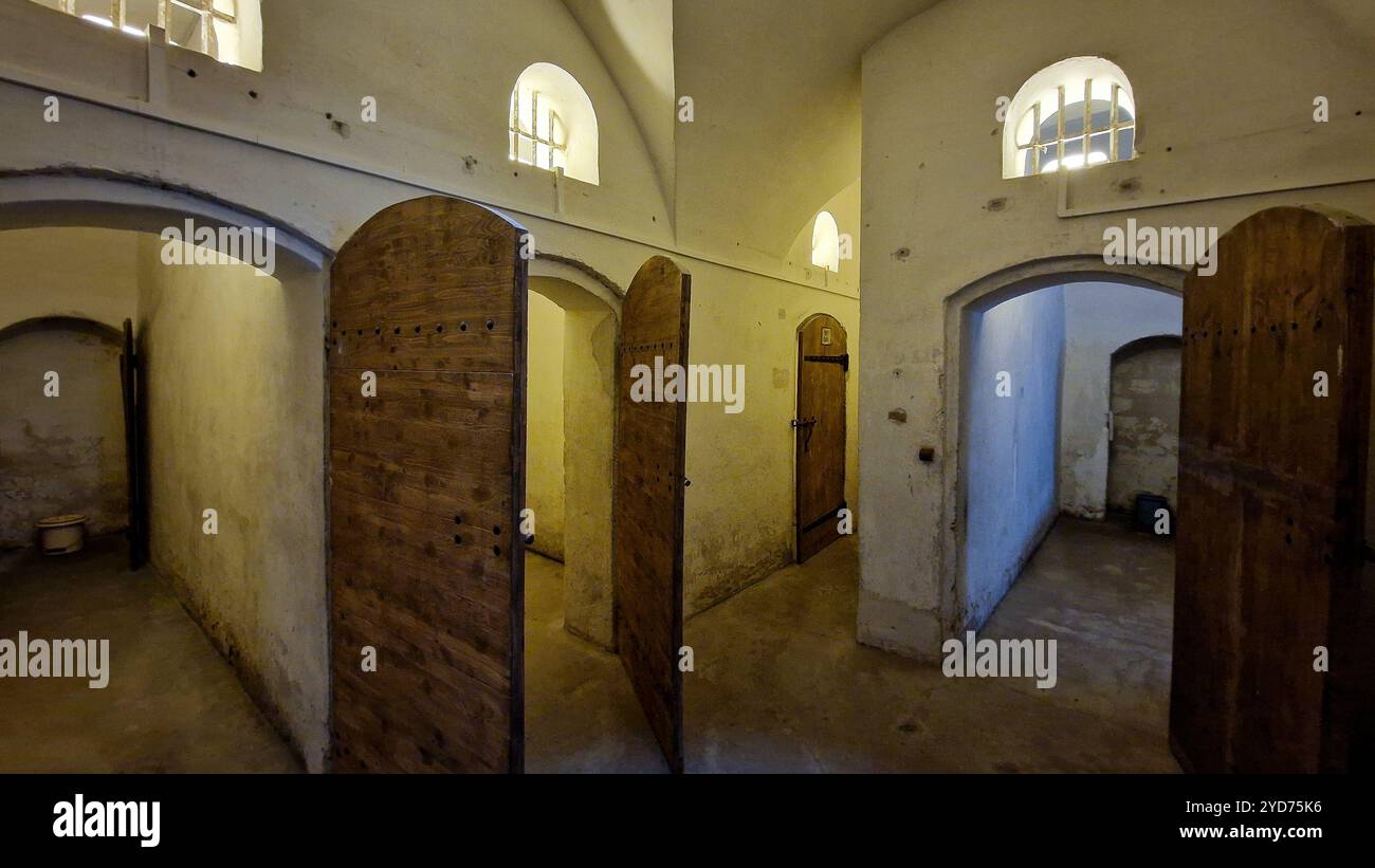 Cellules de prison militaire à la forteresse de Bron, Bron, France Banque D'Images