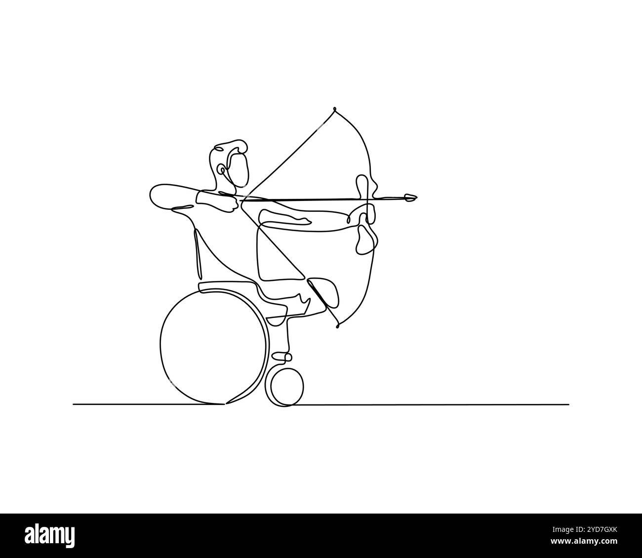 Cible de visée d'athlète archer masculin. dessin en ligne continue d'illustration sportive inclusive pour l'élément de bannière de promotion de compétition Illustration de Vecteur