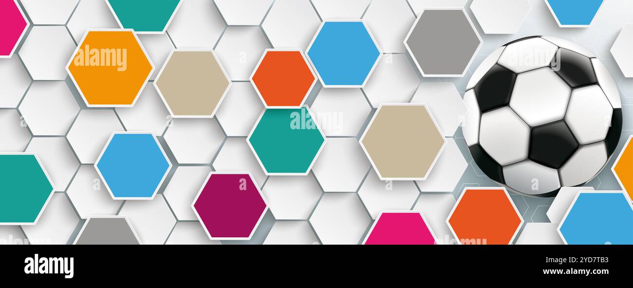 Structure hexagonale avec un football classique sur le fond gris. Fichier vectoriel EPS 10. Banque D'Images