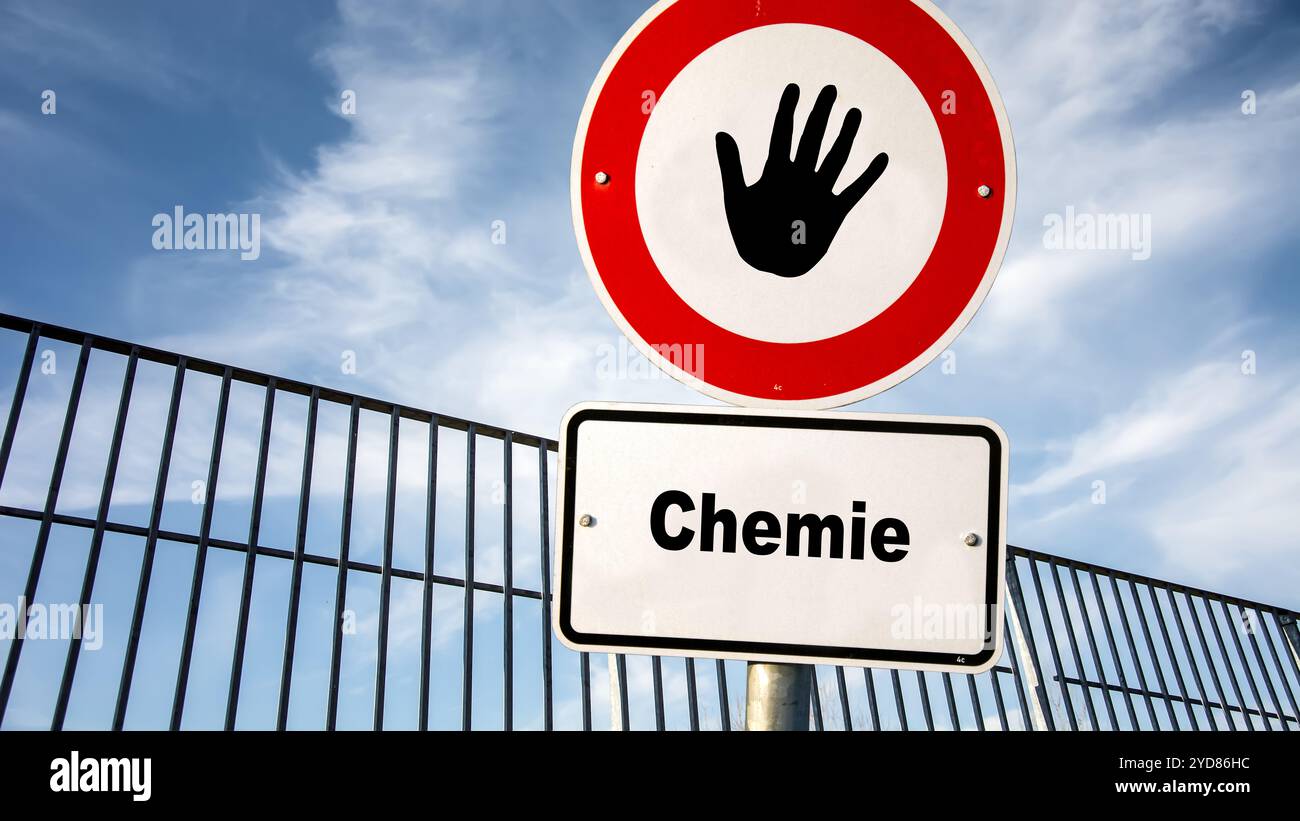 Indications la voie directe vers Bio versus Chemistry - BILDMONTAGE Banque D'Images