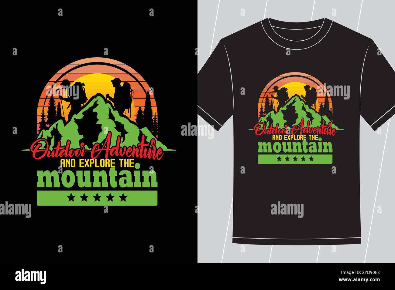 Meilleures conceptions de T-shirt de randonnée en montagne et d'aventure pour le camping en plein air et les amoureux de la nature Illustration de Vecteur