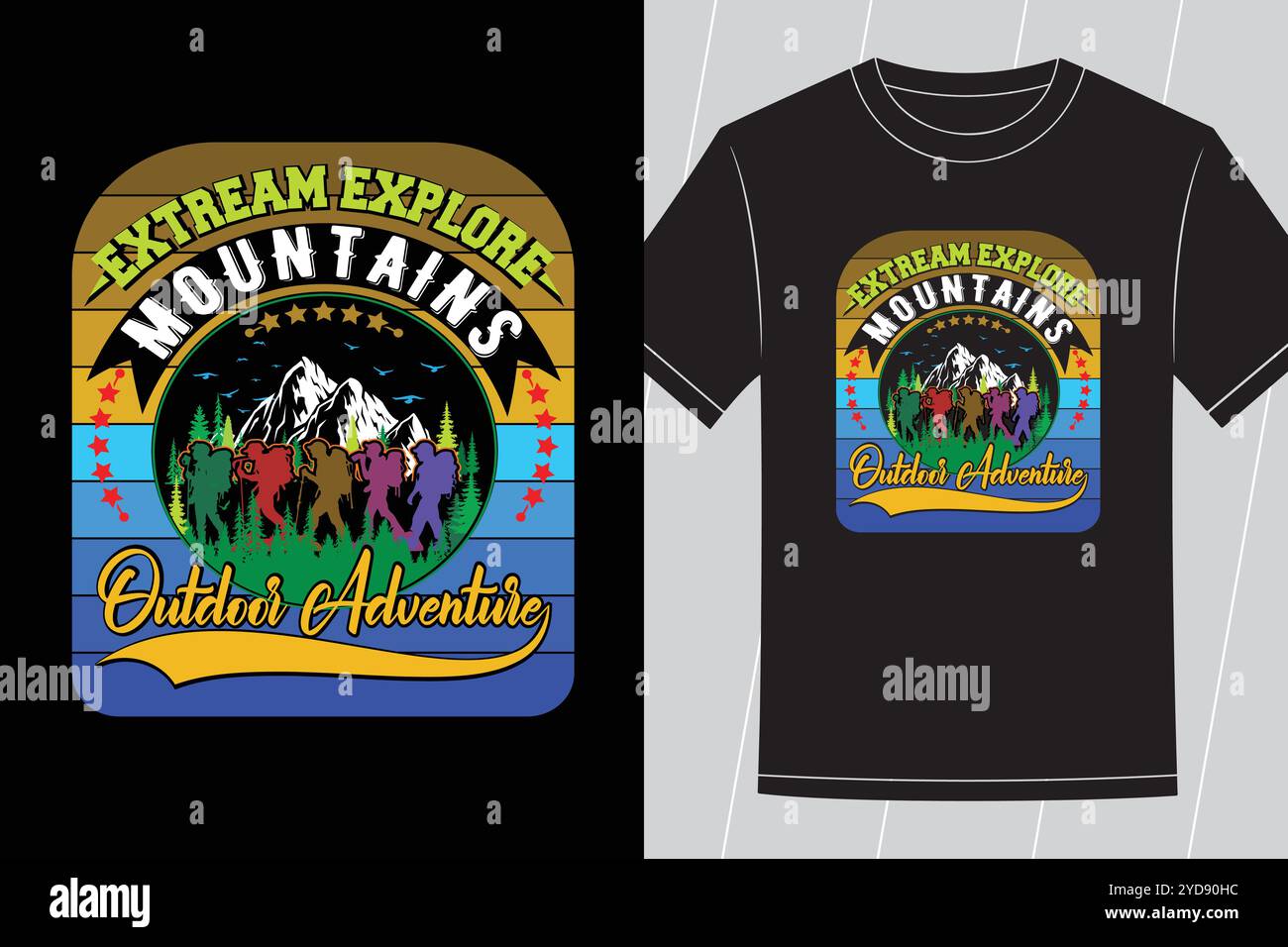 Meilleures conceptions de T-shirt de randonnée en montagne et d'aventure pour le camping en plein air et les amoureux de la nature Illustration de Vecteur