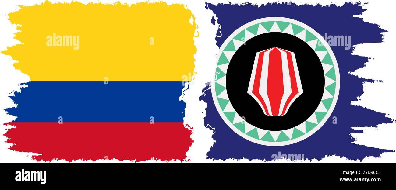 Bougainville et Colombie grunge drapeaux connexion, vecteur Illustration de Vecteur