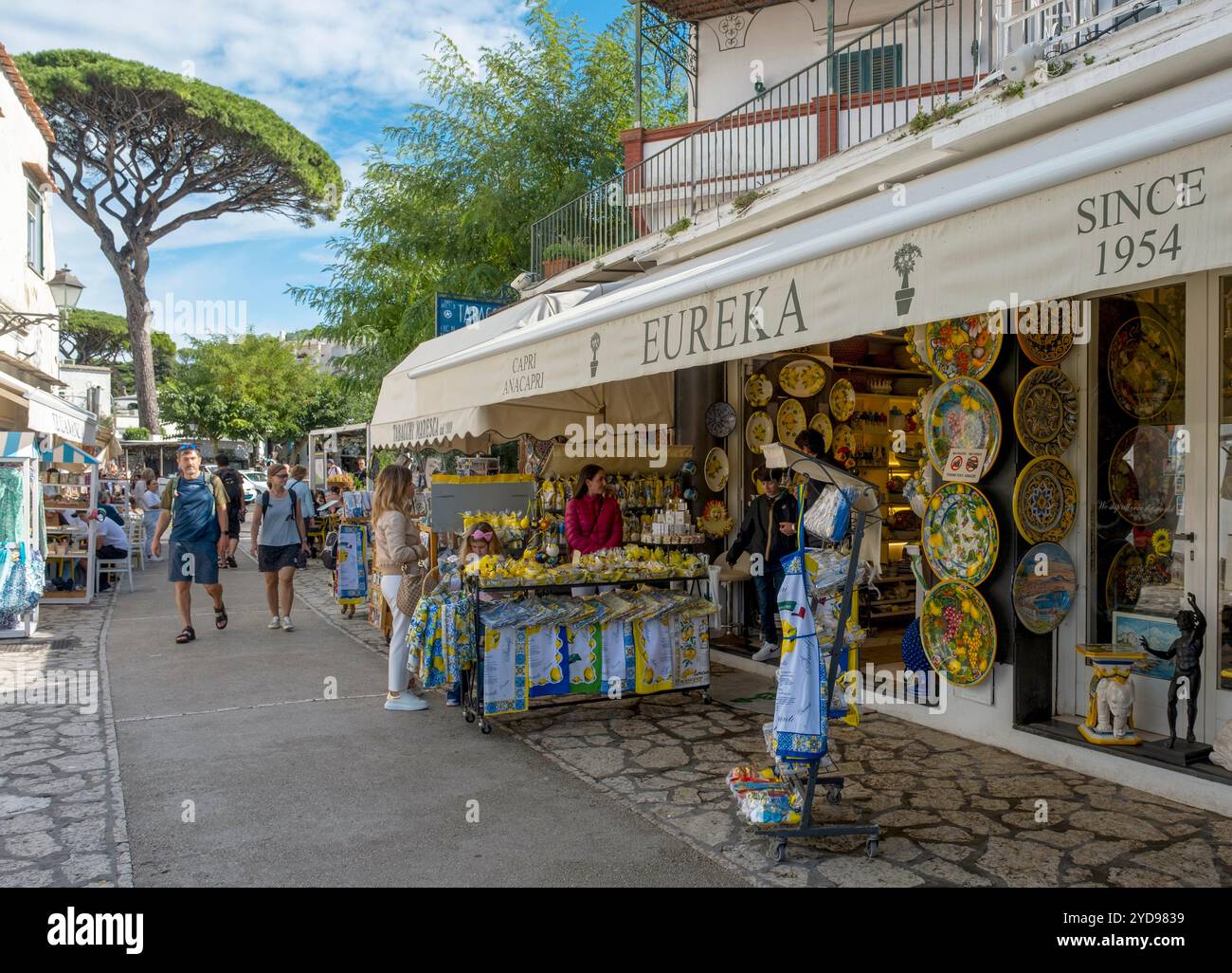 Boutique touristique, Anacapri, île de Capri, Campanie, Italie. Banque D'Images